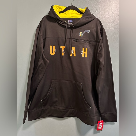 NBA Utah Jazz Men's Black Hoodie Size 2XL With Zipper Pocket NEW With Tags - Picture 1 of 8